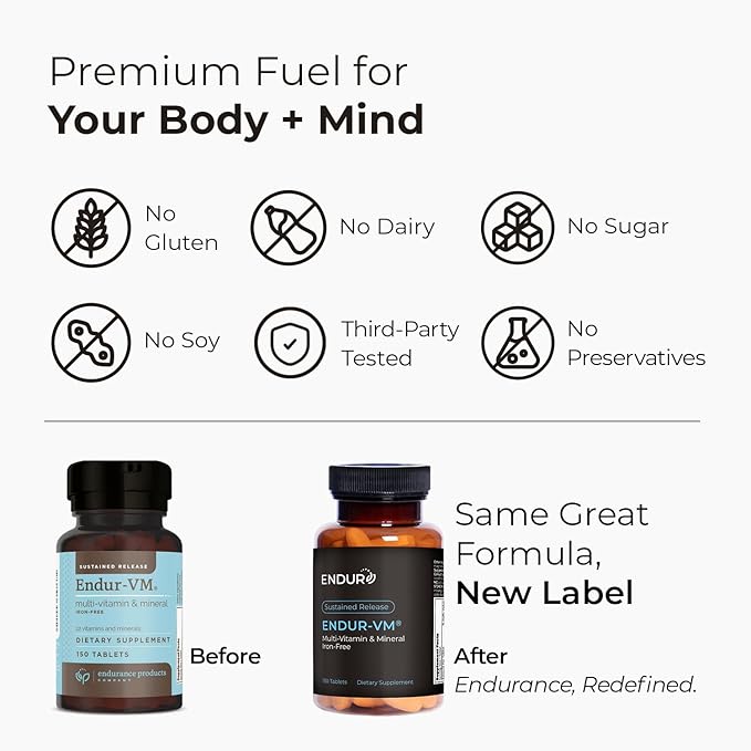 ENDUR-VM - Multivitamin Vitamin A C D E B12 &amp Zinc (Without Iron) SR (Sustained Release) 22 Essential Nutrients to Support Overall Wellness for Men &amp Postmenopausal Women - 150 Tablets