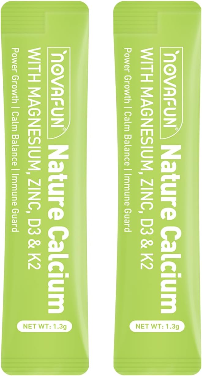 Milk Calcium Powder Supplement with Vitamin D3 &amp K2 MK7 – Hydrogel-Enhanced Absorption Melt-in-Mouth Powder for Bone Strength Gentle &amp Sugar-Free – 15 Stick Packs