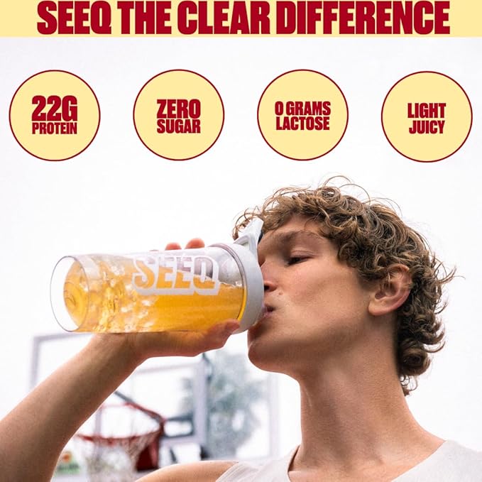 SEEQ Clear Whey Isolate Protein Powder Strawberry Lemonade - 22 Servings 22g Protein Per Serving - 0g Lactose Sugar-Free Keto-Friendly Soy Free - Juice-Like Protein Post-Workout
