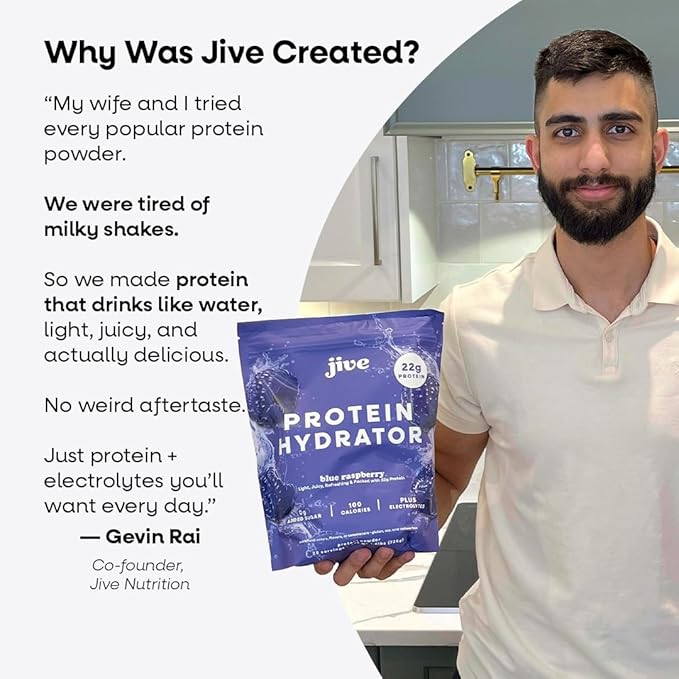 Jive Clear Protein Powder - 22g Grass-Fed Whey Isolate 25 Servings - Strawberry Acai Lemonade - 895mg of Electrolytes - Zero Added Sugar - Clear Drink Protein Water &amp Juice