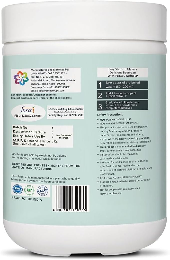 Powder Van.illa Flavour – 400g Low Protein Nutrition Supplement for Kidney Health (Non-Dialysis) – Vanilla Protein Powder Enriched with L-Taurine L-Carnitine &amp Essential Nutrients