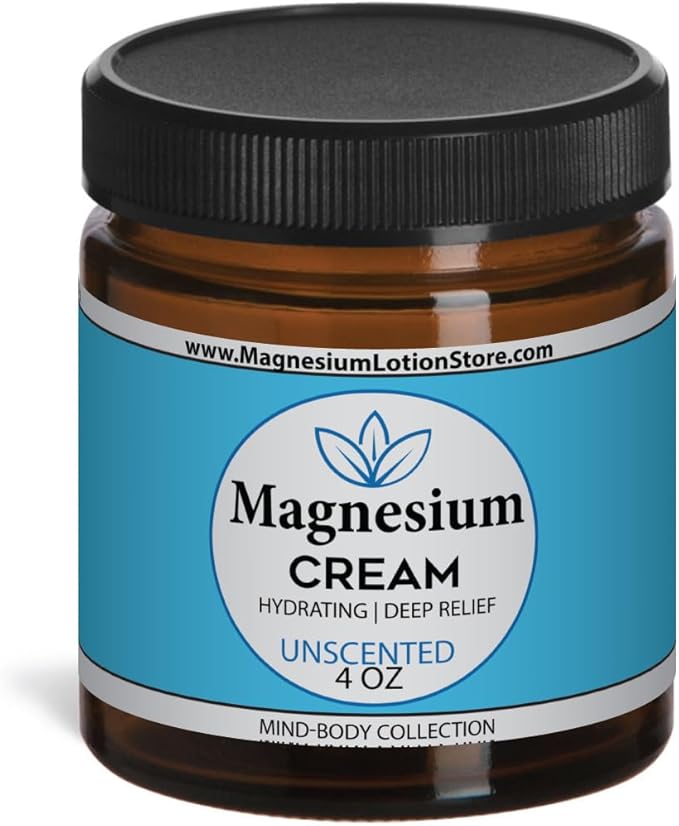 Unscented Magnesium Lotion Topical Magnesium Cream for Sleep Leg Cramps &amp Pain Muscle Relaxation Calm Moisturizing Supplement with Coconut Oil Shea Butter