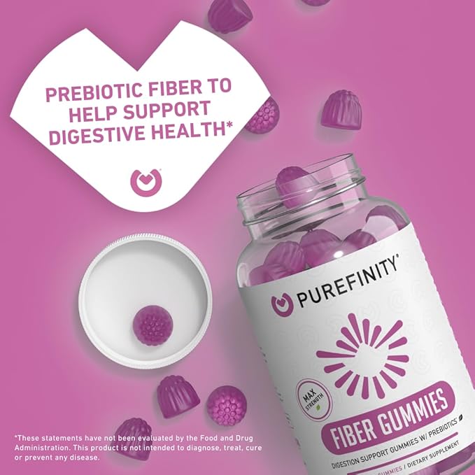 PUREFINITY Fiber + Elderberry Gummies Bundle (Inulin FOS Prebiotic Fiber Gummies + Double Strength Elderberry Gummies with Zinc &amp Vitamin C)