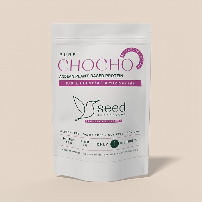 SEED Chocho Pure Plant-Based Protein Powder Gluten Free Dairy Free Soy Free Non-GMO 17.6 oz