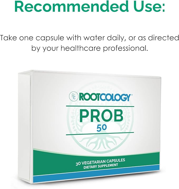Rootcology by Dr. Izabella Wentz | ProB 50 | 18 Shelf-Stable Probiotic Strains to Support Gut Health and Maintain Bowel Regularity with Bifidobacterium Lactobacillus and More | 30 Vegetarian Capsules