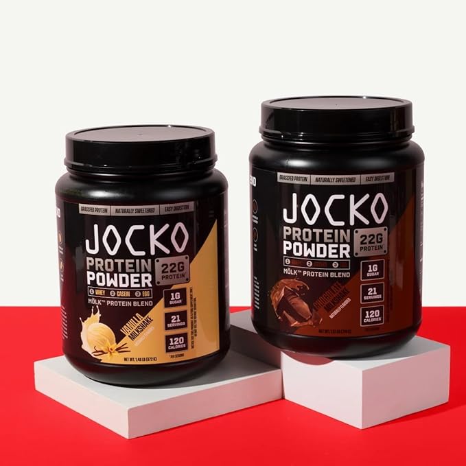 Jocko-Mölk Protein Powder 21 Servings - Grass-Fed Whey Micellar Casein Egg Protein Blend with Digestive Enzymes Probiotics Sugar-Free Soy-Free Gluten-Free (1.48 lbs Mölk-Vanilla)