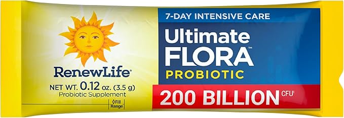 Renew Life Ultimate Flora Probiotic Powder 200 Billion CFU | 7 Packets | Digestive Health | Immune Health | Dairy Free