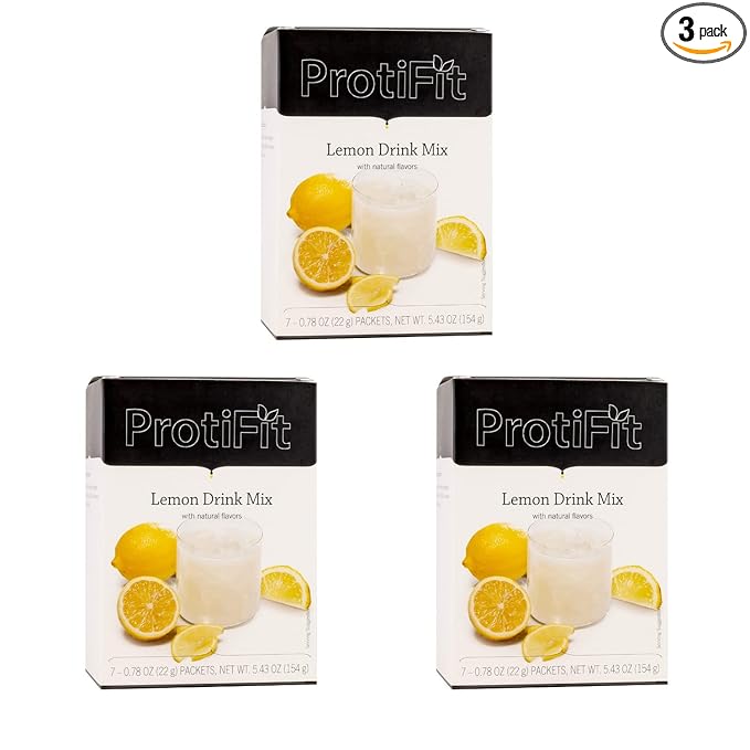 PROTIFIT - High Protein Lemon Fruit Drink 3 Pack 15g Protein Low Calorie Sugar Free Ideal Protein Compatible 7 Servings Per Box (3 Pack)