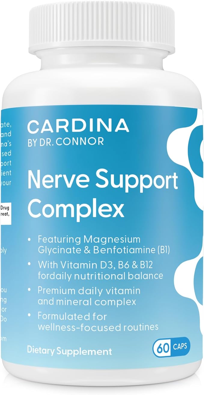 Magnesium Glycinate Supplements with Benfotiamine Vitamin B6 B12 D3-60 Capsules - Non-GMO Nerve Support Calf Leg Cramp Pills - Vegan Gluten Free Magnesium Supplement for Women and Men