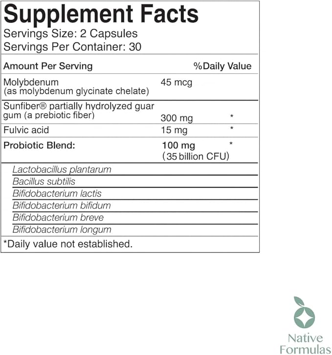 Native Formulas Biome V3 Probiotic Prebiotic &amp Fulvic Minerals Supplements - 35 Billion CFU - 6 Strains - 60 Vegan Capsules - Women &amp Men - FODMAP Friendly - Supports Digestive Immune &amp
