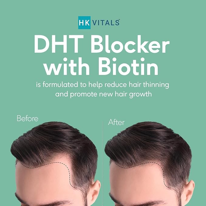 HK Vitals DHT Blocker with Biotin Stinging Nettle and SOYA Protein Helps Reduce Hair Fall Stimulates Hair Growth 60 Tablets