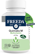 FREEDA Multivitamin – Quintabs-M with Iron – Kosher Multi Vitamins Supplements for Women Health - Multivitamins for Women &amp Iron-Deficient Men Adult Vitamins Multivitamin (100)