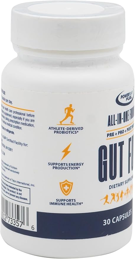 Gut Fuel All-in-One Dietary Supplement - Athlete-Derived Sport Certified &amp Doctor Formulated Advanced Pre Pro &amp Postbiotics - Supports Gut Immune &amp Energy Health - 30 Capsules