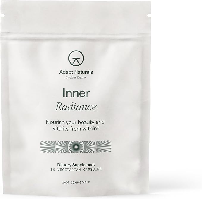 Adapt Naturals Inner Radiance Hair Skin and Nails Vitamins for Women and Men with Biotin Collagen Hyaluronic Acid Vitamin C &amp Ceramides - Thicker Hair Stronger Nails &amp Hydrated Skin Supple