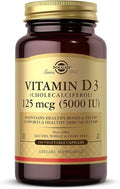 Solgar Vitamin D3 (Cholecalciferol) 125 mcg (5000 IU) 240 Vegetable Capsules - Helps Maintain Healthy Bones &amp Teeth - Immune System Support - Non-GMO Gluten Free - 240 Total Servings