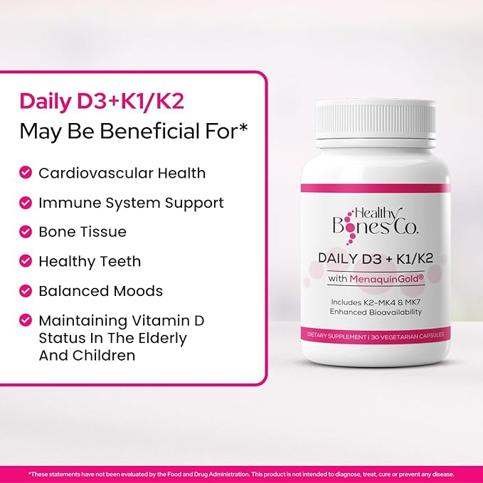 Premium D3 K2 - Full Spectrum Vitamin D3 K2 2000 IU D3 + MK7 + MK4 + K1 Daily D3 K2 &amp K1 Supplements - Vitamin D Supports Calcium Absorption for Strong Bones &amp Immune Health - 30 Capsules
