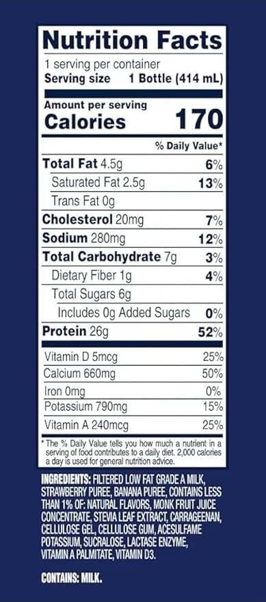 Power Protein Shake Variety Pack (6 pack) + Free Reusable Water Bottle | 26g Protein Ready-to-Drink Shakes | Vanilla Chocolate &amp Strawberry Banana Flavors | Custom bundled by MOOCHI