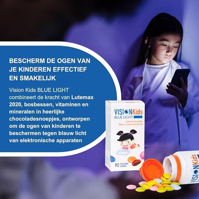 OMEGOR Lutein and Zeaxanthin Supplement for Kids Eyes (60 Chocolate Dragèes) - Vision Kids Blue Light Eyesight Supplement for Retina Protection