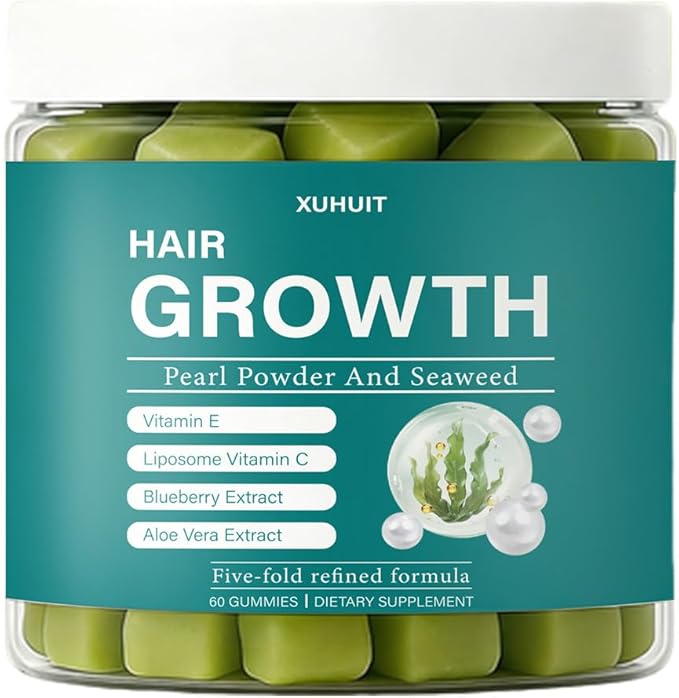 Hair Gummies with Sea Moss Vitamin C &amp E Aloe Vera | Supports Scalp Health &amp Hair Resilience | Supports Vibrant Hair Skin &amp Nails | Vegan-Friendly 60 Count (1)