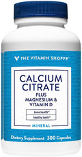 Calcium Citrate+Magnesium&ampVitamin DMulti-Mineral Bone Health SupplementVitamin D Aids Absorption Calcium 999mg Magnesium 567mg Vitamin D 612IU per Daily dose (300 Capsules) by The Vitamin Sho