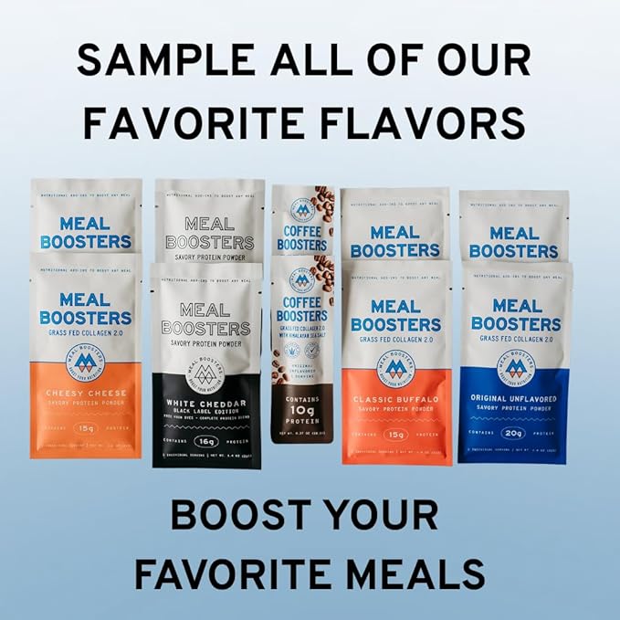 Meal Boosters Savory Buffalo Protein Powder | 15g Spicy Protein Keto Friendly Cooking Supplement for Gut Health &amp Recovery Collagen Peptides | 6 Individual Servings