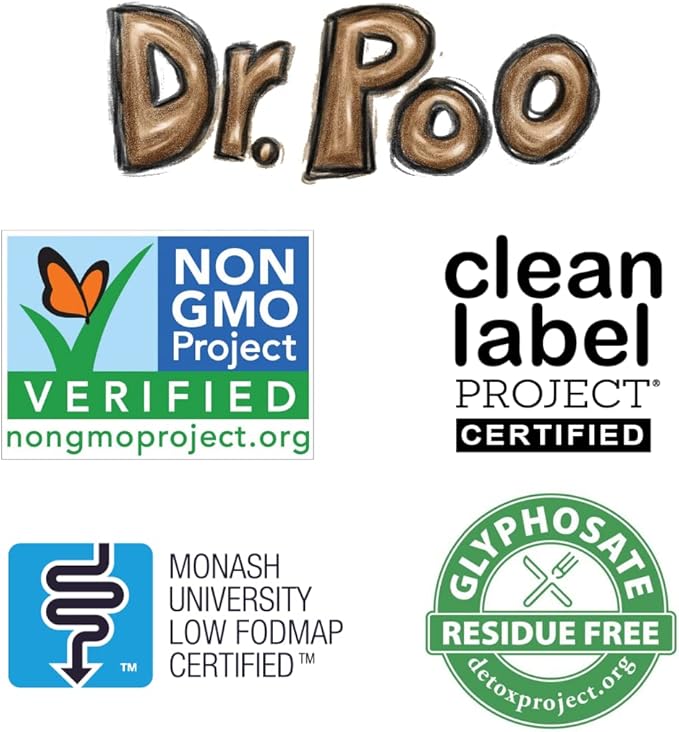 Dr. Poo All-Natural Prebiotic Fiber Supplement | Fiber for the Whole Family | Gentle and Simple Ingredients to Improve Gut Health | Gluten Free VeganTasteless Non-GMO Low-FODMAP (30 Servings)