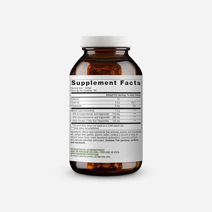 HormoneSynergy OmegaSynergy EPA-DHA 1000 mg. by Dr. RetzlerRx™ - Natural Lemon Flavor Triglyceride Form Helps Support Cardiovascular Musculoskeletal &amp Immune System Health* - 120 Softgels