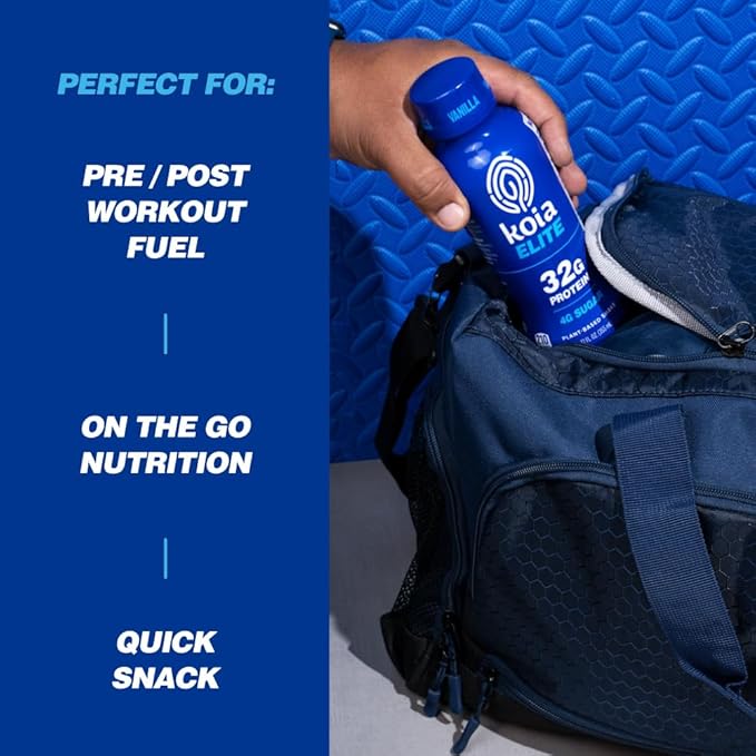 Koia Elite Plant Based Protein Shake Vanilla 32g Protein 4g Sugar 6g Prebiotic Fiber Pre &amp Post Workout Nutritional Drink No Seed Oils Dairy-Free Gluten-Free Non-GMO 12 Fl Oz (Pack of 12