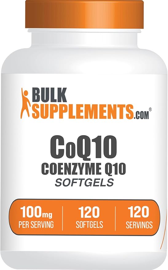 BulkSupplements.com CoQ10 100mg Softgels - Coenzyme Q10 100mg Supplement for Heart Health - Gluten Free 1 Softgel per Serving 120 Count (Pack of 1)