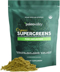 Paleovalley Organic Supergreens Powder - 23 Superfoods with Prebiotic Fiber for Energy and Immunity Support - No Cereal Grasses for Maximum Absorption - Pure Unflavored 30 Servings