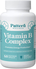 Pattern Wellness Vitamin B Complex Supplement - Comprehensive Blend of Essential B Vitamins - Supports Energy Cognitive &amp Cellular Health - 3rd Party Lab Tested - 60 Capsules