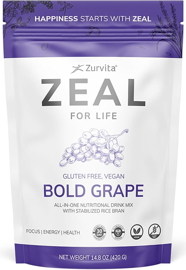 Zurvita - Zeal for Life - Bold Grape Flavor - Daily Nutritional Supplement for Vitality Immunity &amp Overall Wellness - 30-Day Wellness Bag 420 Grams