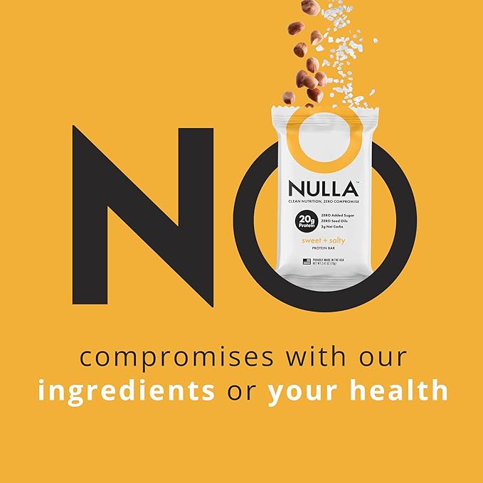 Nulla Bar 12 Count Box NO SEED OILS 20 grams Protein 2-3g Net Carbs (Sweet + Salty)