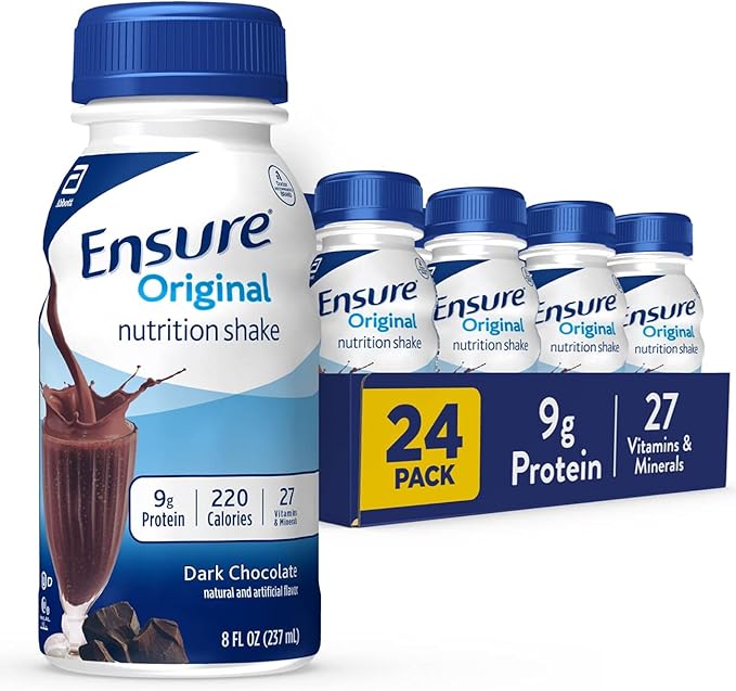 Ensure Plus Nutrition Shake 24 Count With 16 Grams of Protein Meal Replacement Shakes 8 Fl Oz &amp Original Dark Chocolate Nutrition Shake | Meal Replacement Shake | 24 Pack