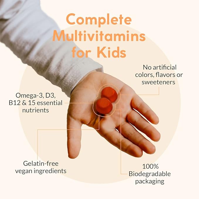 Complete Kids Multivitamin Gummies - with Omega 369 Vitamin B12 Folic Acid Iodine Vitamin C Zinc - Kids Daily Essential Vitamins - Premium Vegan Multivitamin for Kids 2+ (60 Gummies)