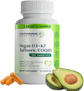 5-in-1 Vitamin D3 2000IU + K2Vital Vitamin K2 with Turmeric and COQ10 - with Avocado Powder for Enhanced Absorption - Heart Bone Cellular Health Support
