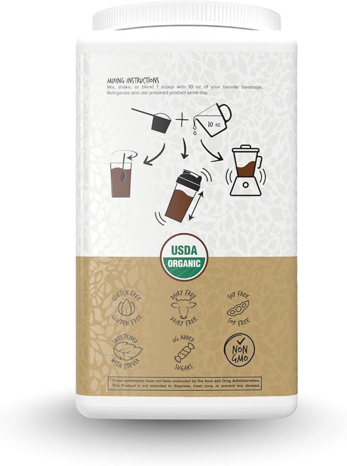 Portions Master Plant Protein Organic Plant Based Protein Powder with Fermented Brown Rice Complete Amino Acid Profile Vegan Non GMO Gluten Free (750g Chocolate)
