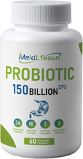 Organic Probiotic and Prebiotics150 Billion CFU 34 Strains Digestive Enzymesfor Men and Women 60 Vegan Capsules for Gut Health &amp Digestive Support Non-GMO Gluten Free