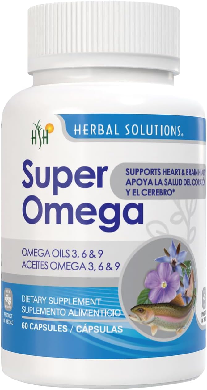 Herbal Solutions Super Omega 1400mg - Premium Omega-3 Fish Oil Softgels for Heart Health Support - Natural Cardiovascular Supplement 60 Count