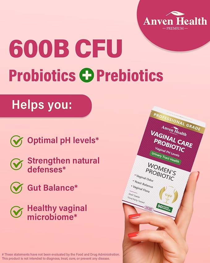 Vaginal Probiotics for Women pH Balance with Prebiotics - 60 Billion Womens Probiotic for Vaginal Flora Odor Yeast &amp Digestive Health with Saffron Cranberry Vegan &amp Non-GMO | 180 Caps