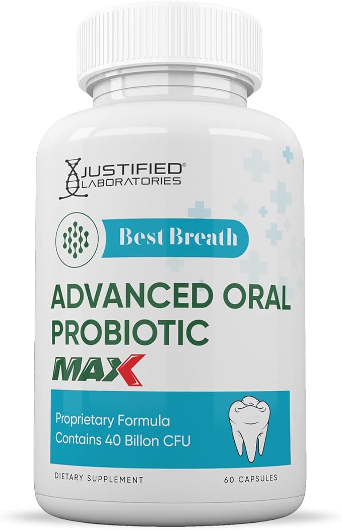 Justified Laboratories (3 Pack) Best Breath Max 40 Billion CFU Probiotic Oral Support 180 Capsules