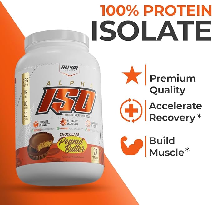 Alpha Supps ISO Low Carb 100% Whey Protein Isolate Powder 25 Grams Per Serving Helps Support Muscle Growth Low Sugar and Gluten Free (Chocolate Peanut Butter 5 lb)