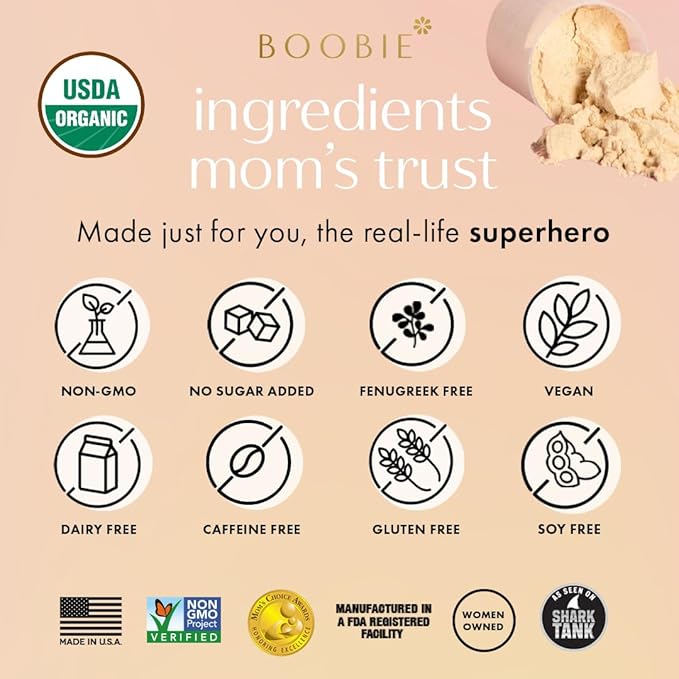 Boobie Body Superfood Protein Pregnancy and Postpartum Meal Replacement Shake Vanilla Cookie Flavor | 19g Protein | Safe for Lactation &amp Motherhood | Organic Vegan Zero Sugar 1 Tub (20 Serving