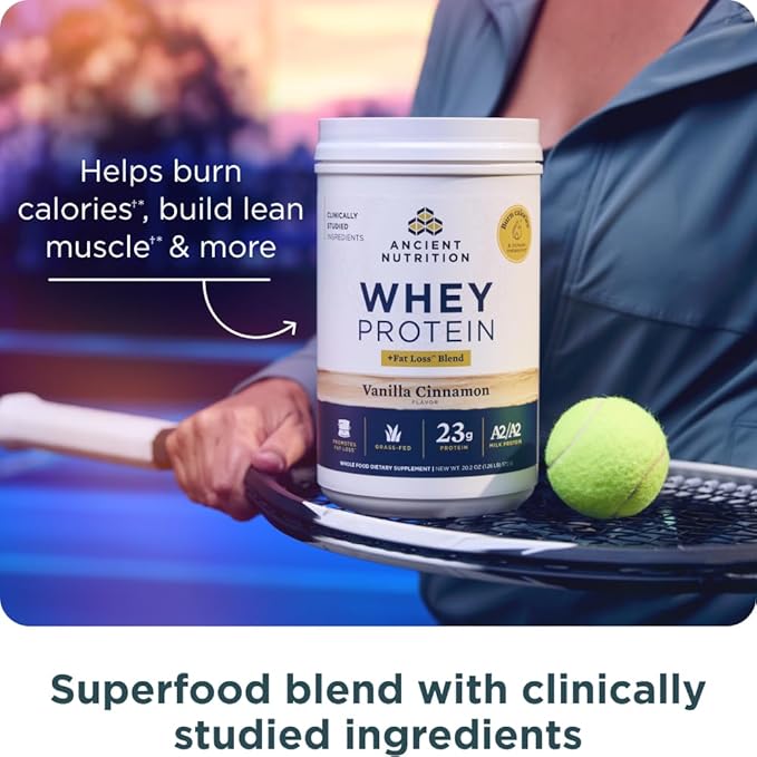 Ancient Nutrition Grass-fed Whey +Fat Loss Protein Powder Vanilla Cinnamon 18 Servings + Grass-fed Whey Protein Powder Chocolate Peanut Butter 18 Servings