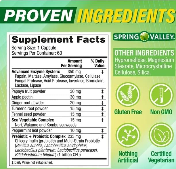 Digestive Enzymes: Health Solution with Probiotics Prebiotics and Enzymes for Both Women and Men + Daily Supplement Tracker Sticker