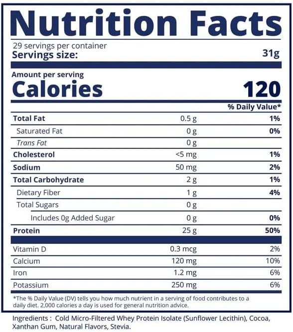 Cold Micro-Filtered Whey Protein Isolate Powder Chocolate 2LB - Grass-Fed Gluten-Free &amp Keto-Friendly Low Lactose - Post Workout Fitness &amp Nutrition for Muscle Recovery