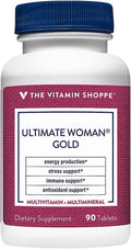 The Vitamin Shoppe Ultimate Woman Gold Multivitamin - with Iron B Vitamins &amp Vitamin D3 and More to Support Energy Production Bone &amp Immune Health - Gluten Free Multi-Mineral (90 Tablets)