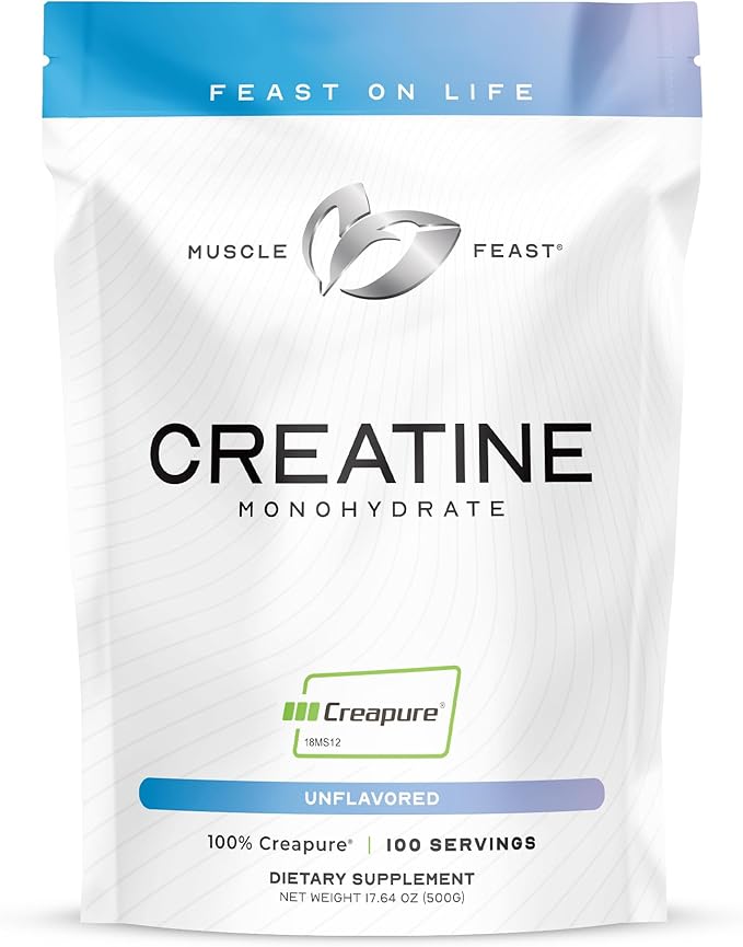 Muscle Feast Bundle – Grass-Fed Whey Protein Concentrate Chocolate 5lb (1 Unit) + Creapure Creatine Monohydrate Powder Unflavored 500g (1 Unit) All Natural Hormone-Free Pasture Raised