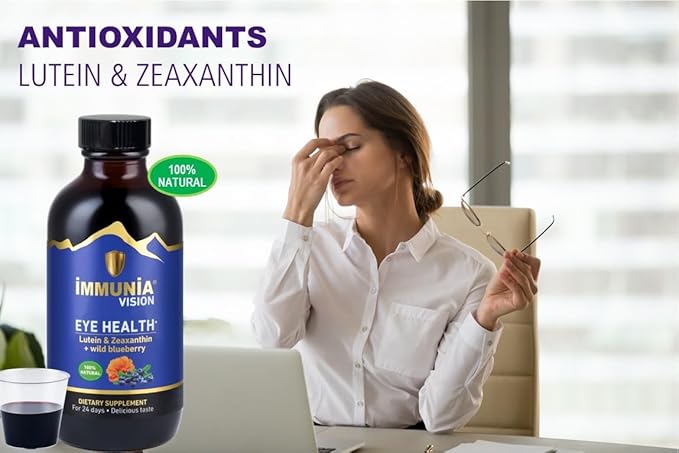 Immunia Vision. Lutein Wild Blueberry and Elderberry Concentrate. Eye Health Antioxidant Supplement. Concentrated Formula. Delicious Taste. 5 ml/Day. (3-Pack)