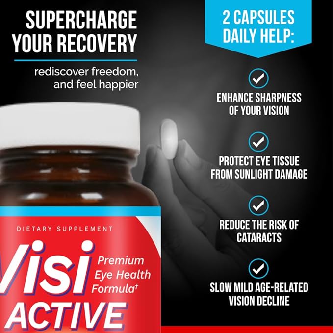 Vision Support Supplement - Eye Health Formula with L-Tartrate Resveratrol Blueberry Extract Vitamins A C D &amp 11 Ingredients for Vision Support - 60 Capsules/Bottle - 1 Pack